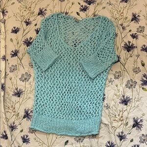 Aqua V-Neck Knit Sweater